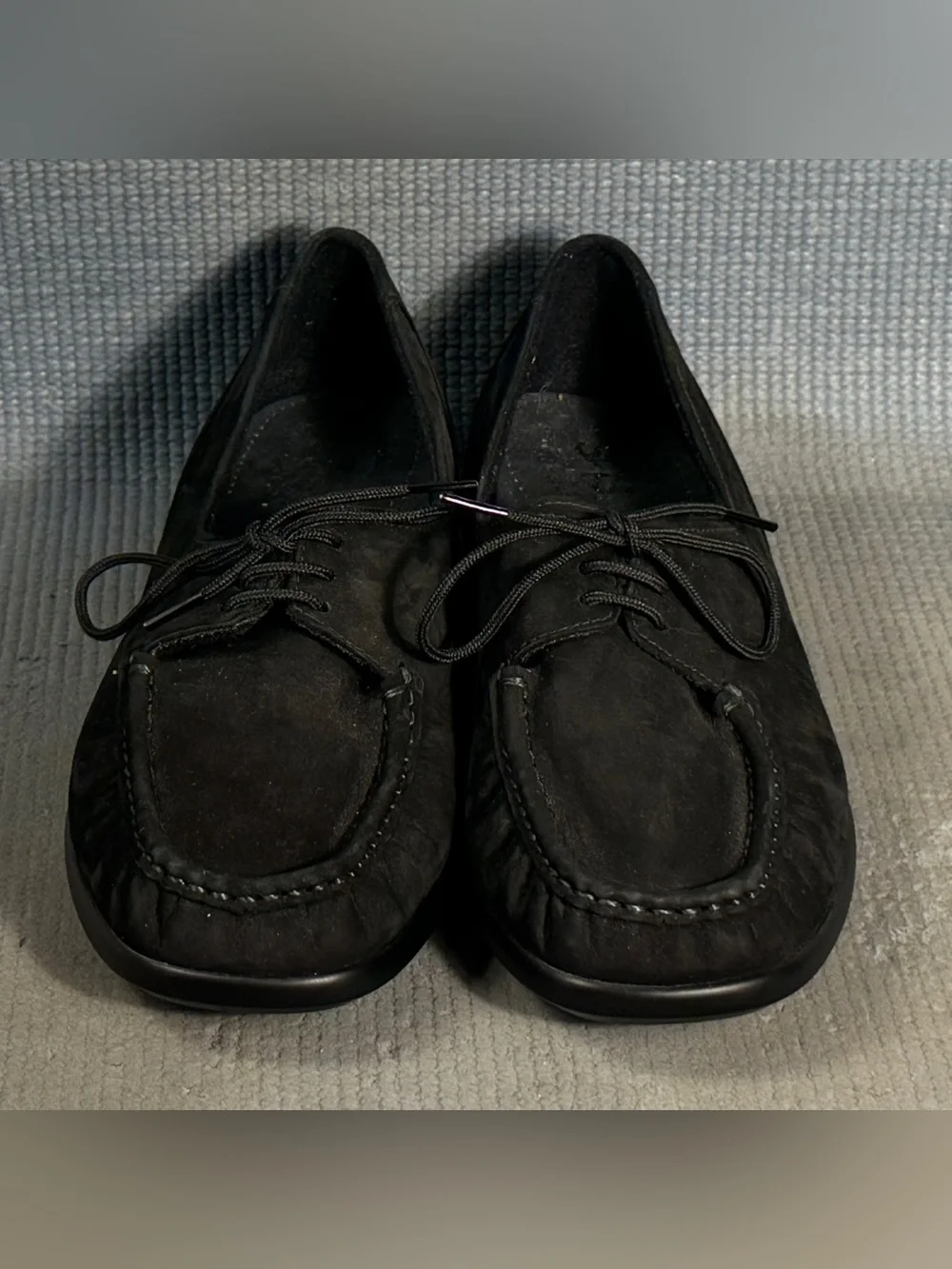 SAS Petra Black Suede Handcraft Comfort Moccasin Lace Shoes Women’s Sz 8.5 Wide